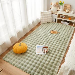 green fluffy plush shaggy Rug